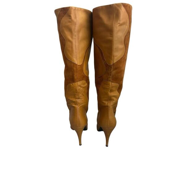 Vintage Antonio da Pescara Cognac Leather Floral Knee High Boots Italy Size 8.5 - Picture 5 of 9